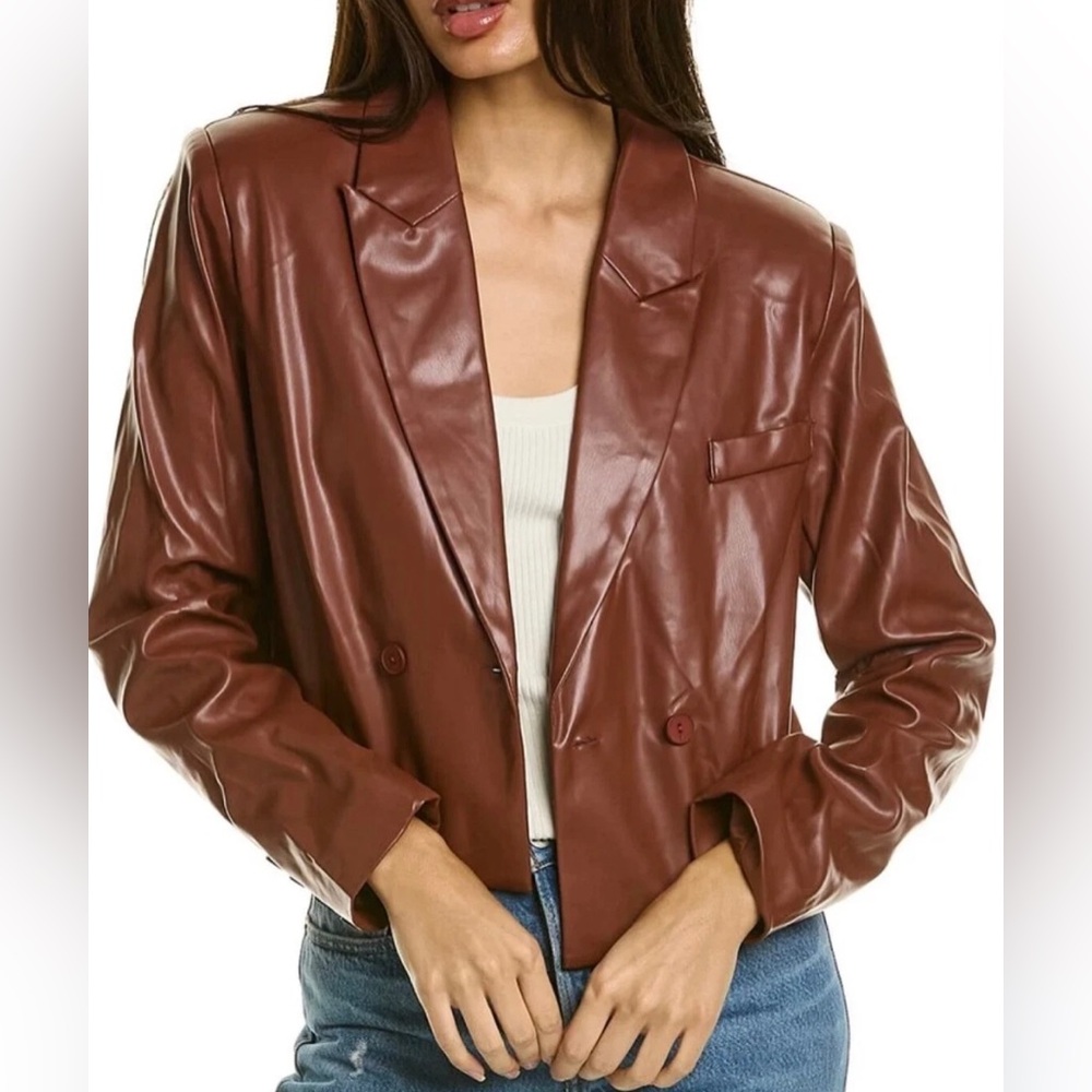 Area Stars Faux Leather Crop Jacket